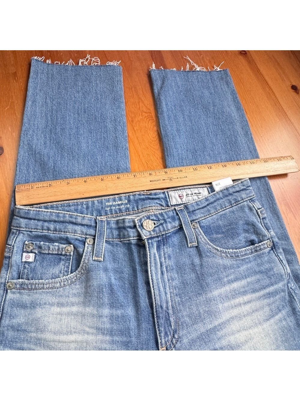 AG Adriano Goldschmied the Isabelle high rise straight cropped jeans size 27r - Picture 8 of 14